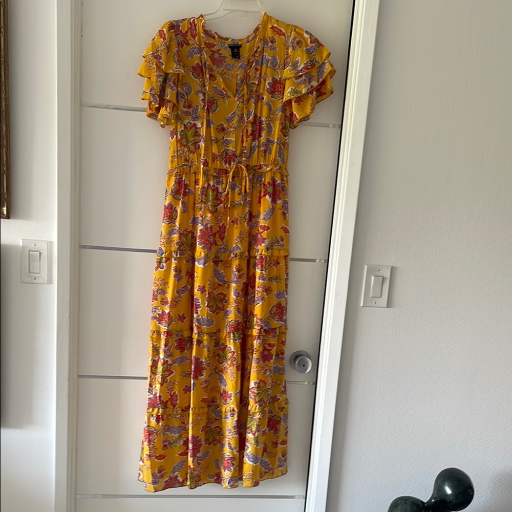 Kate & Lily Gold/Orange/Green Floral Print Maxi Dress